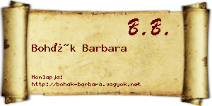 Bohák Barbara névjegykártya