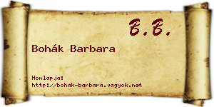 Bohák Barbara névjegykártya